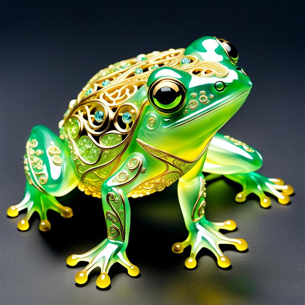 Art Deco Uranium Glass Frog Figurine