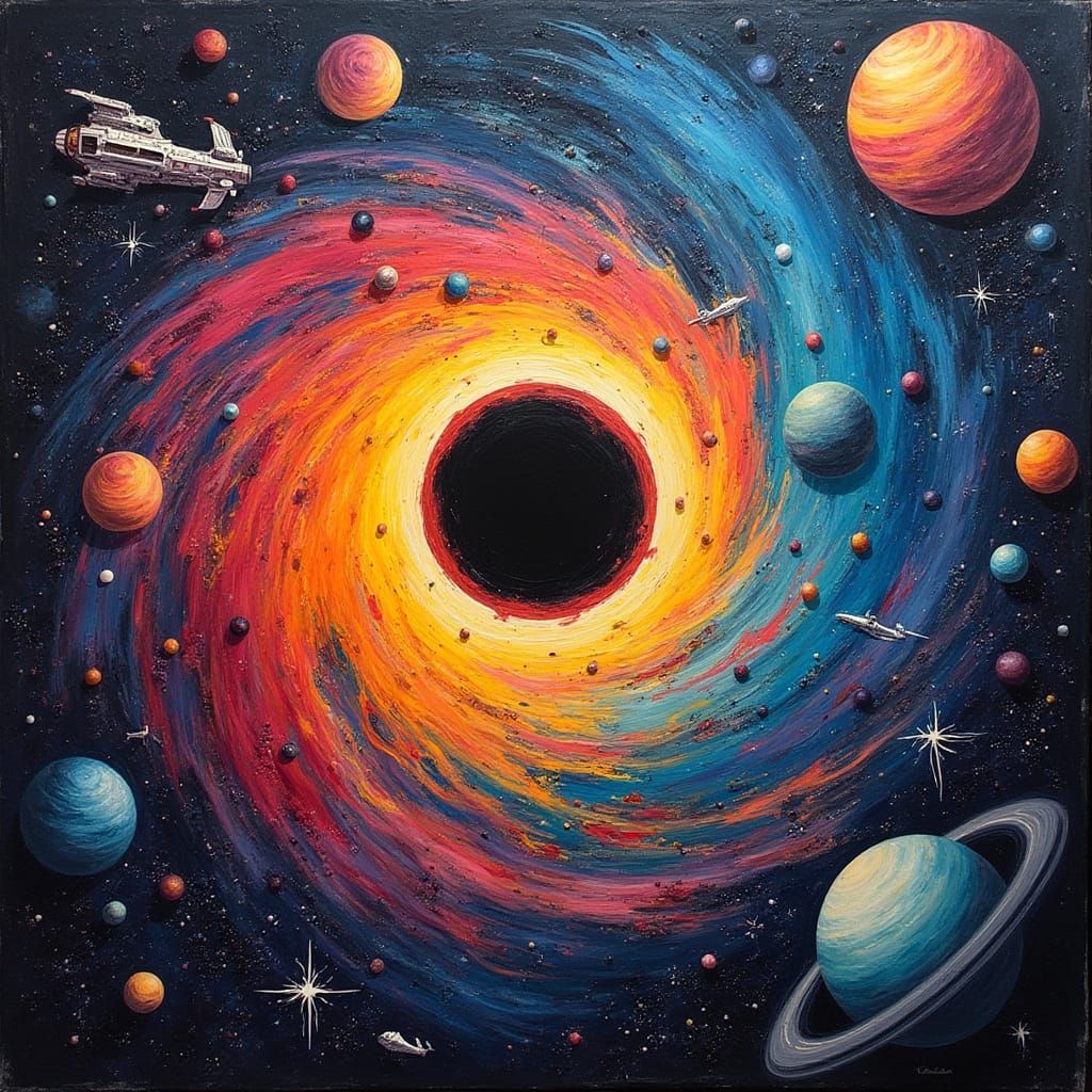 Cosmic Black Hole Pulling Planets and Spaceships