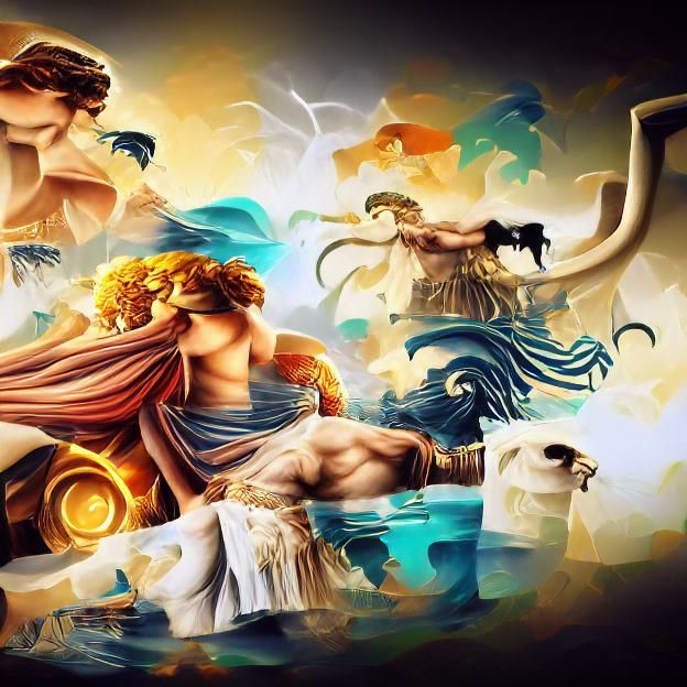 Majestic Greek Gods on Mount Olympus