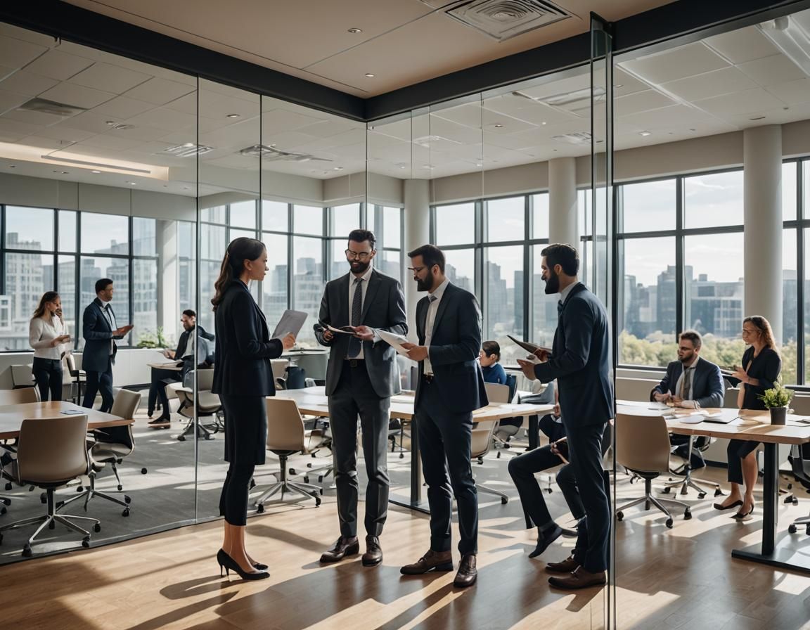 Consultants in a Glass-Walled Conference Room