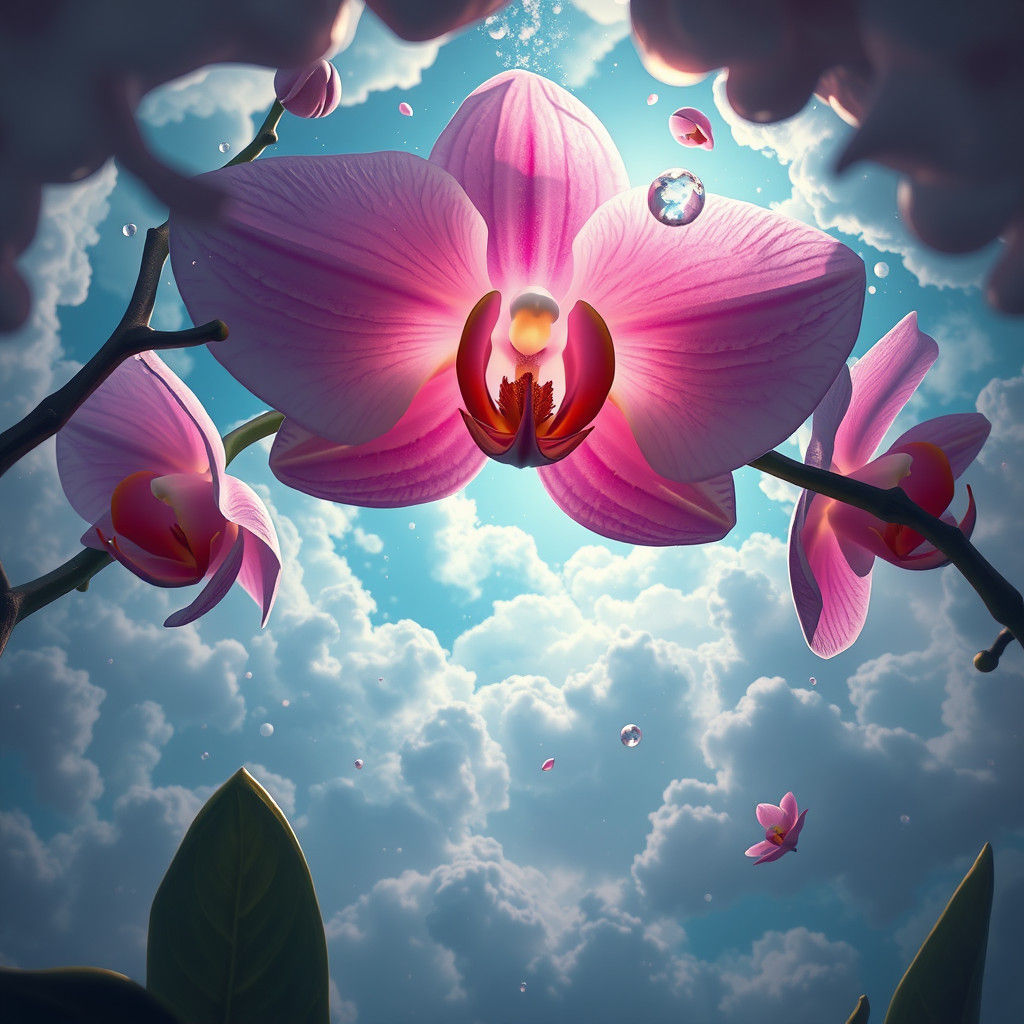 Orchid Interior View of Sky, Detailed Matte Painting