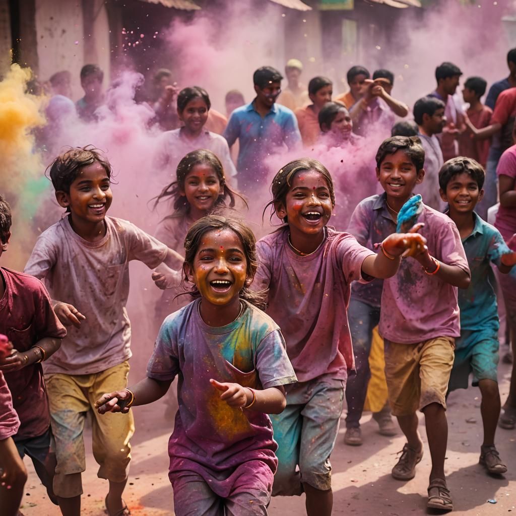 Holi festival kids