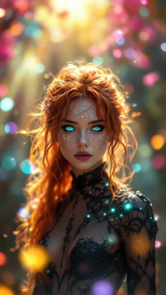 Ethereal Girl with Crystal Skin in Dreamlike Realm