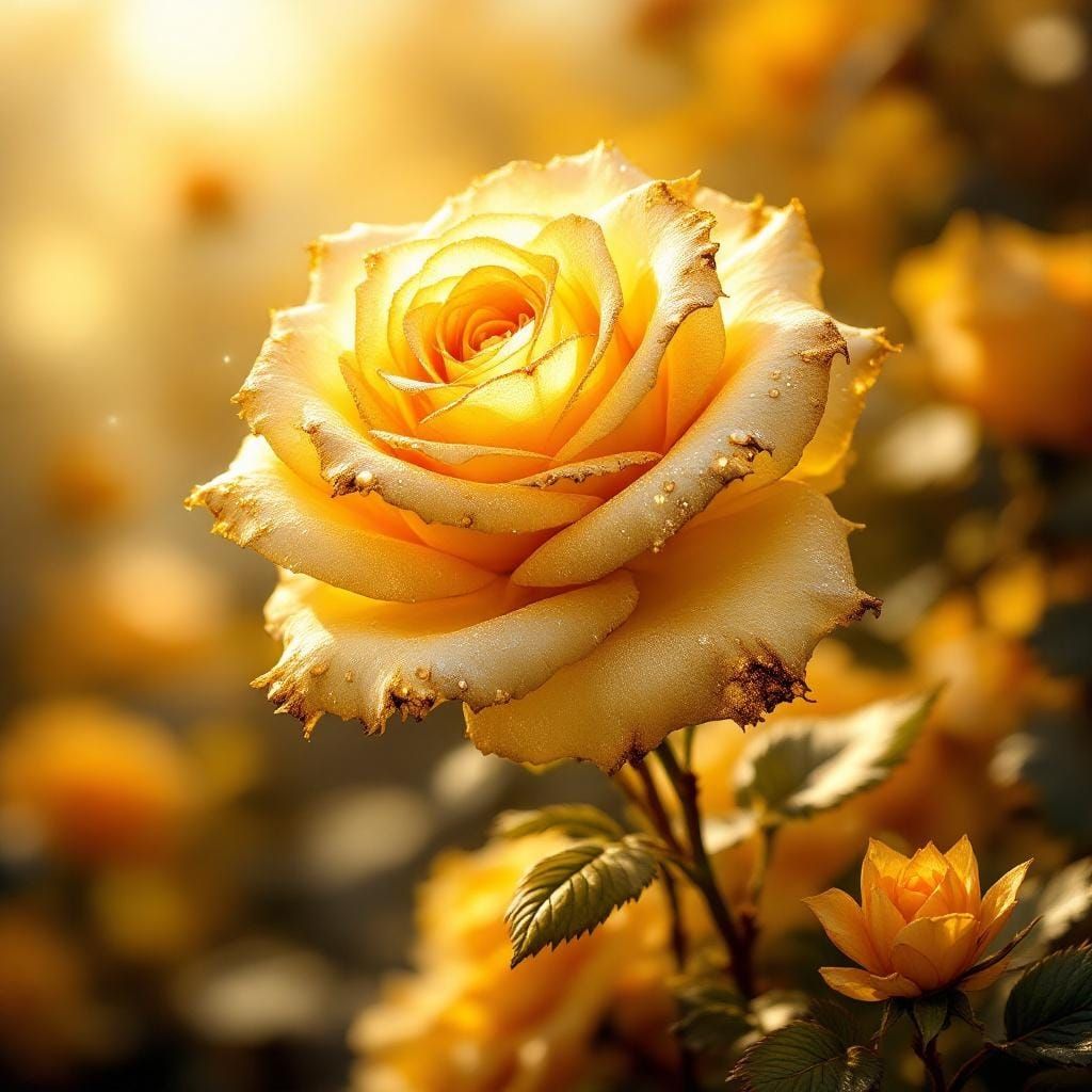 Golden Rose in Mystical Enchanted Garden