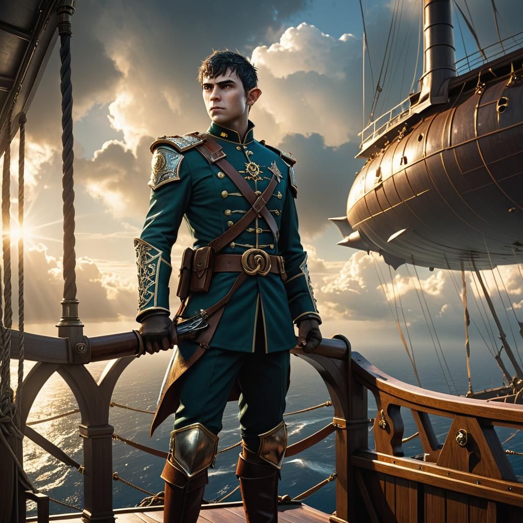 Stern Half-Elf Marine on Airship Deck