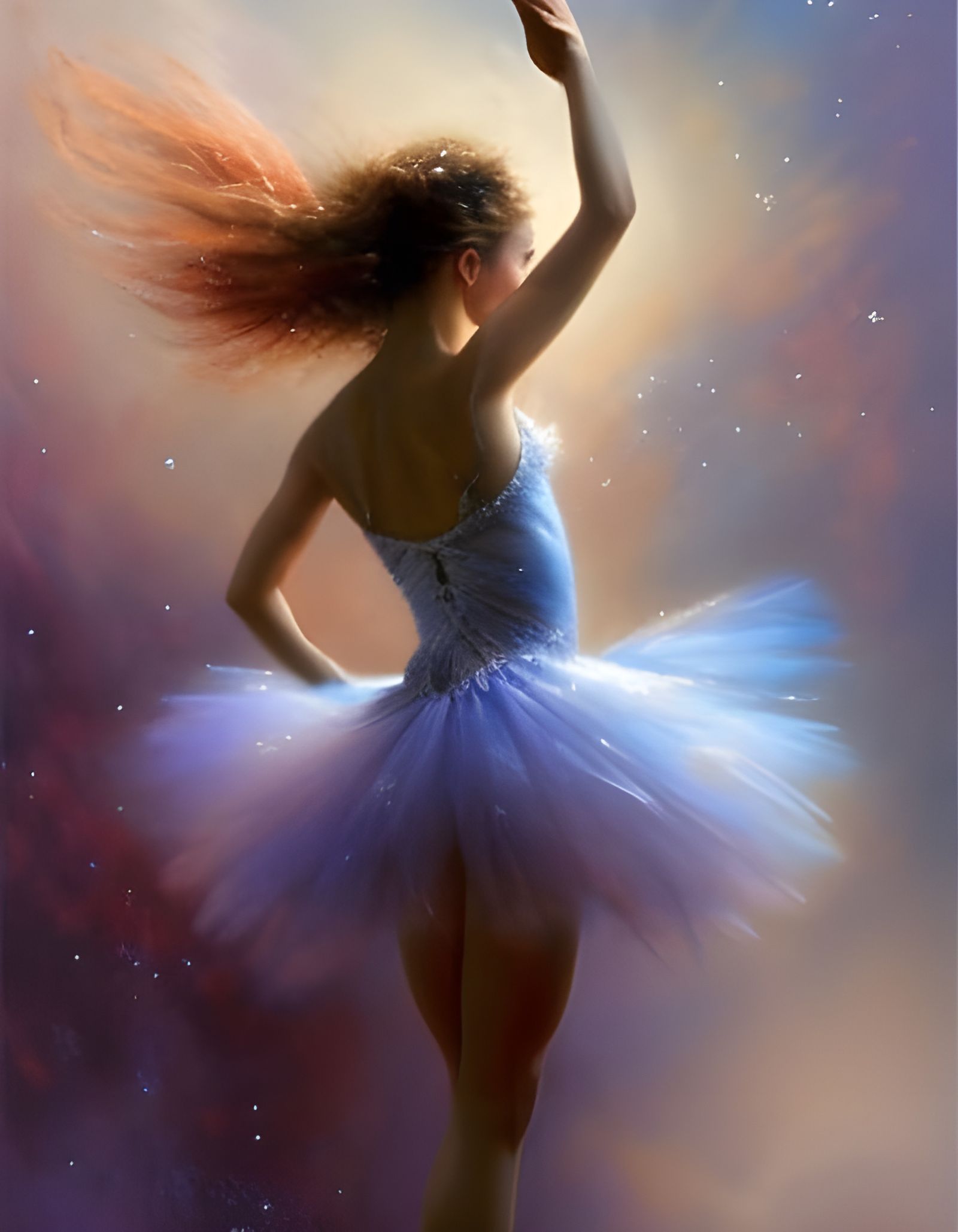 Ballerina Dancing in Space: Splash Art Style