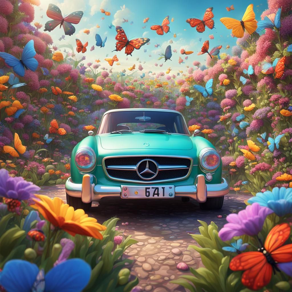 Mercedes Name in Colorful Pastel Floral Design