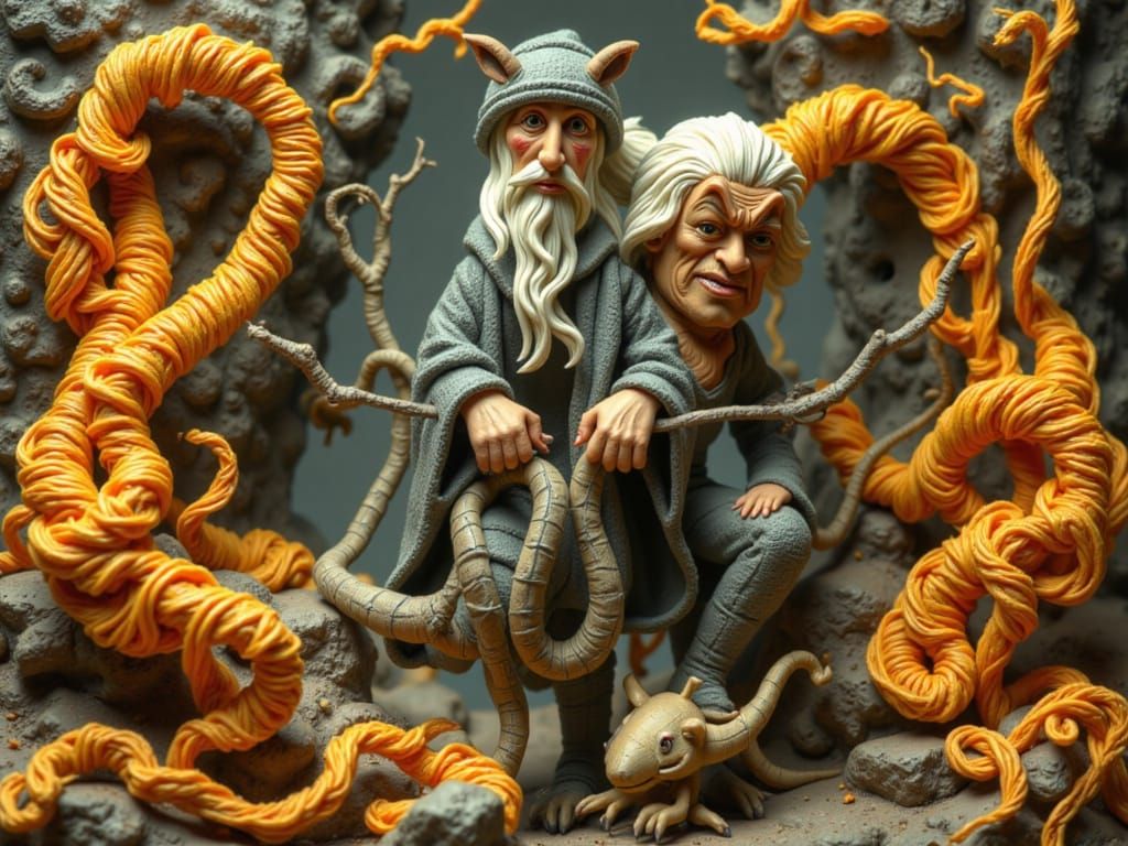Claymation Wizards Face Balrog on Noodle Bridge