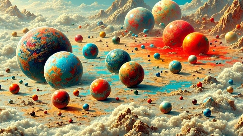 Solar System Diagram in Retro-Futuristic Style