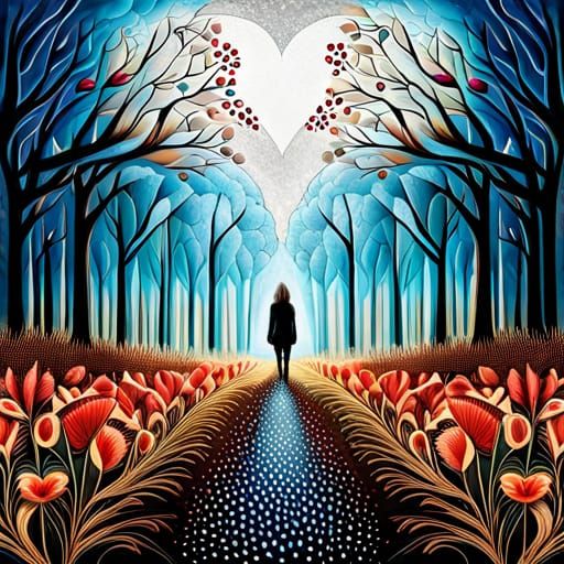 Fantasy Flower Garden in Forest Mixed Media