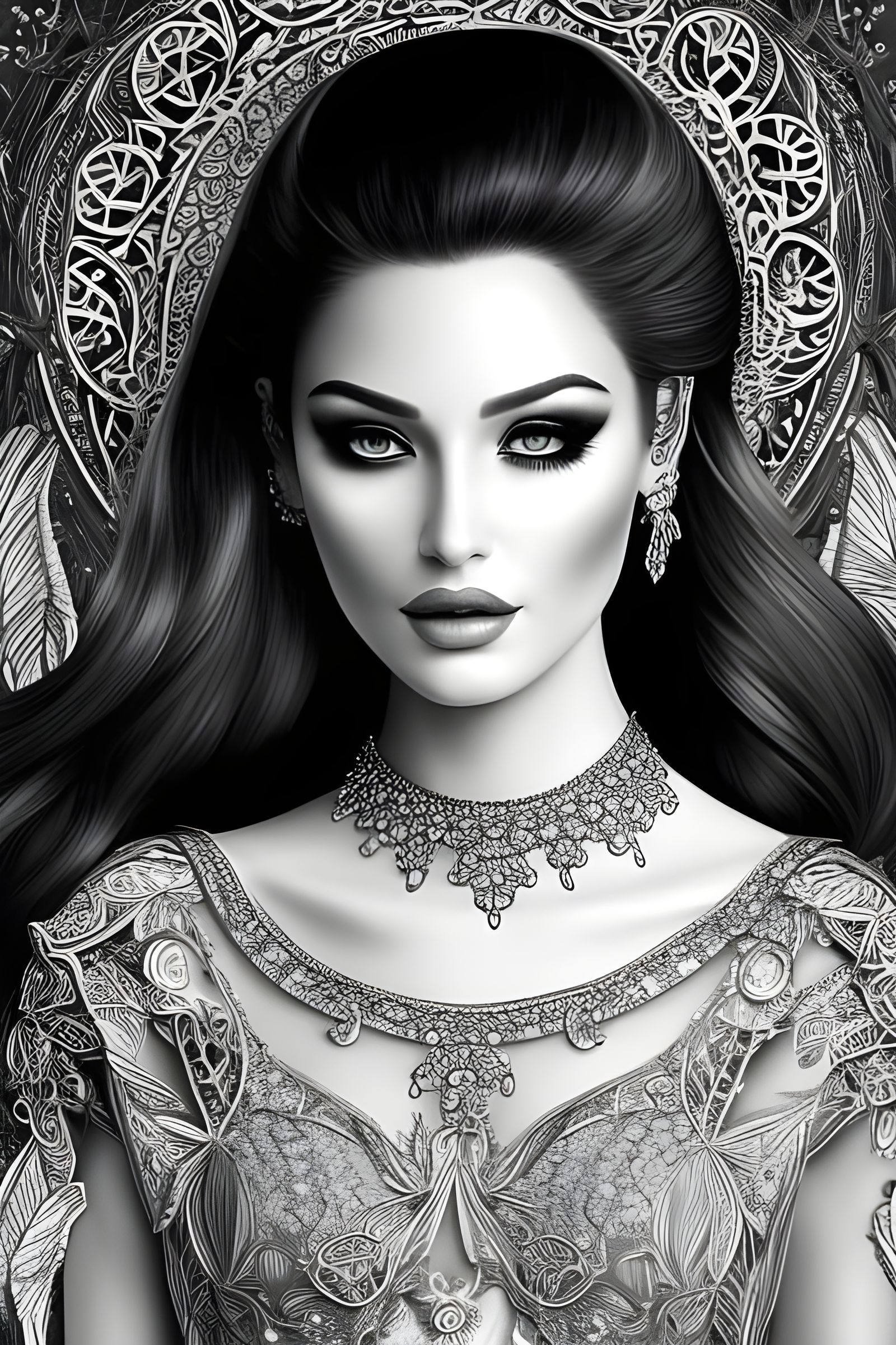 Exquisite Princess Line Art for Coloring Book