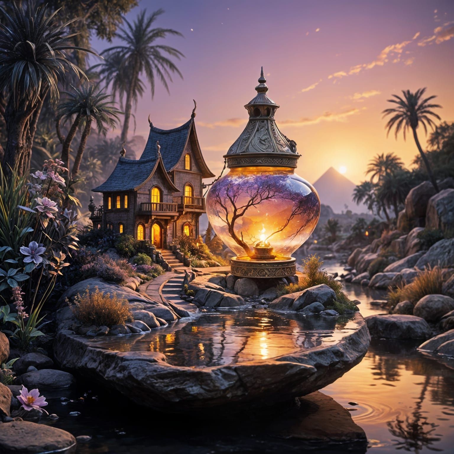 Aladdin's Lamp Reveals Miniature Egyptian Landscape