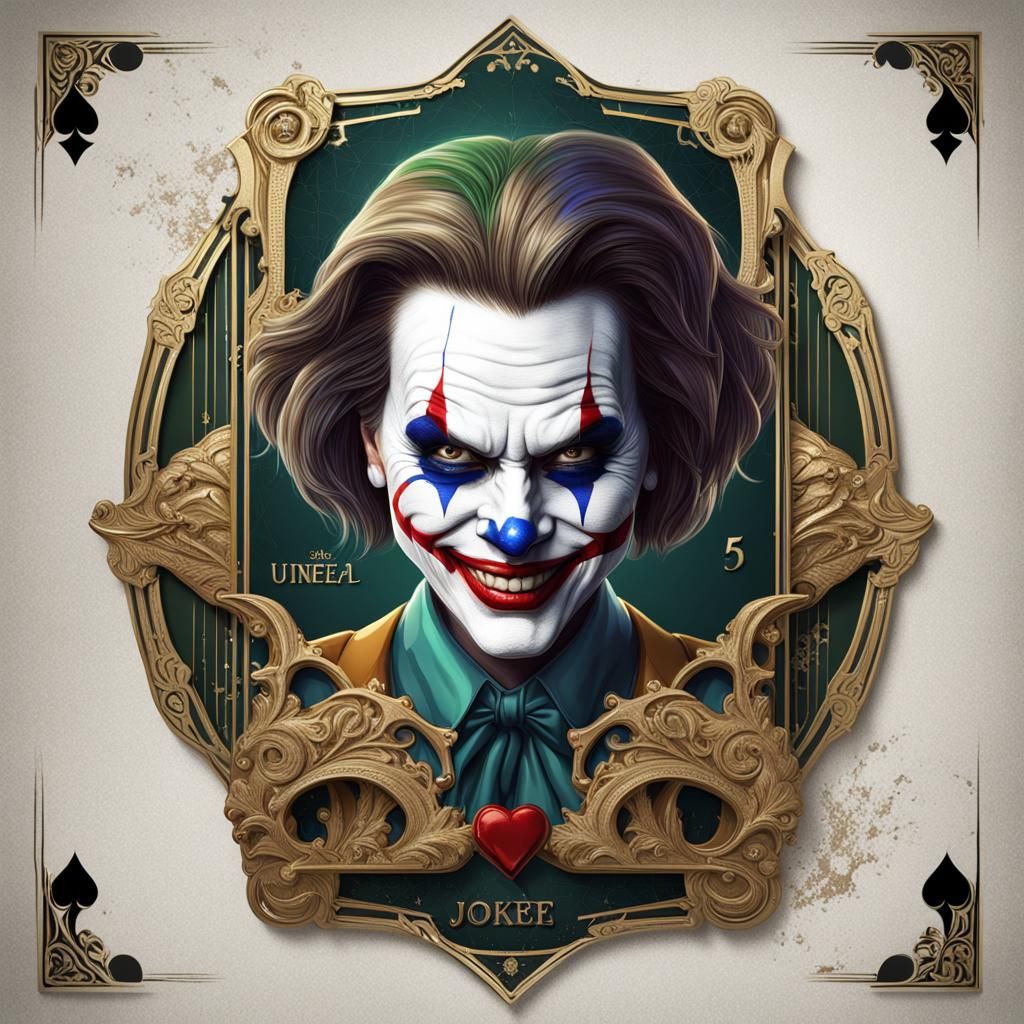 Luxurious Joker Card with Pelosi Face: Matte Painting