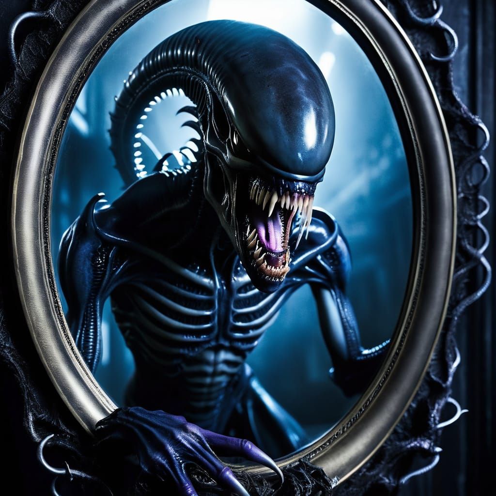 Cyberpunk Xenomorph Zombie Portrait