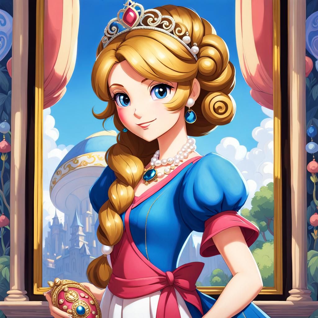 Nintendo Princess with Sapphire Pendant, Anime Style