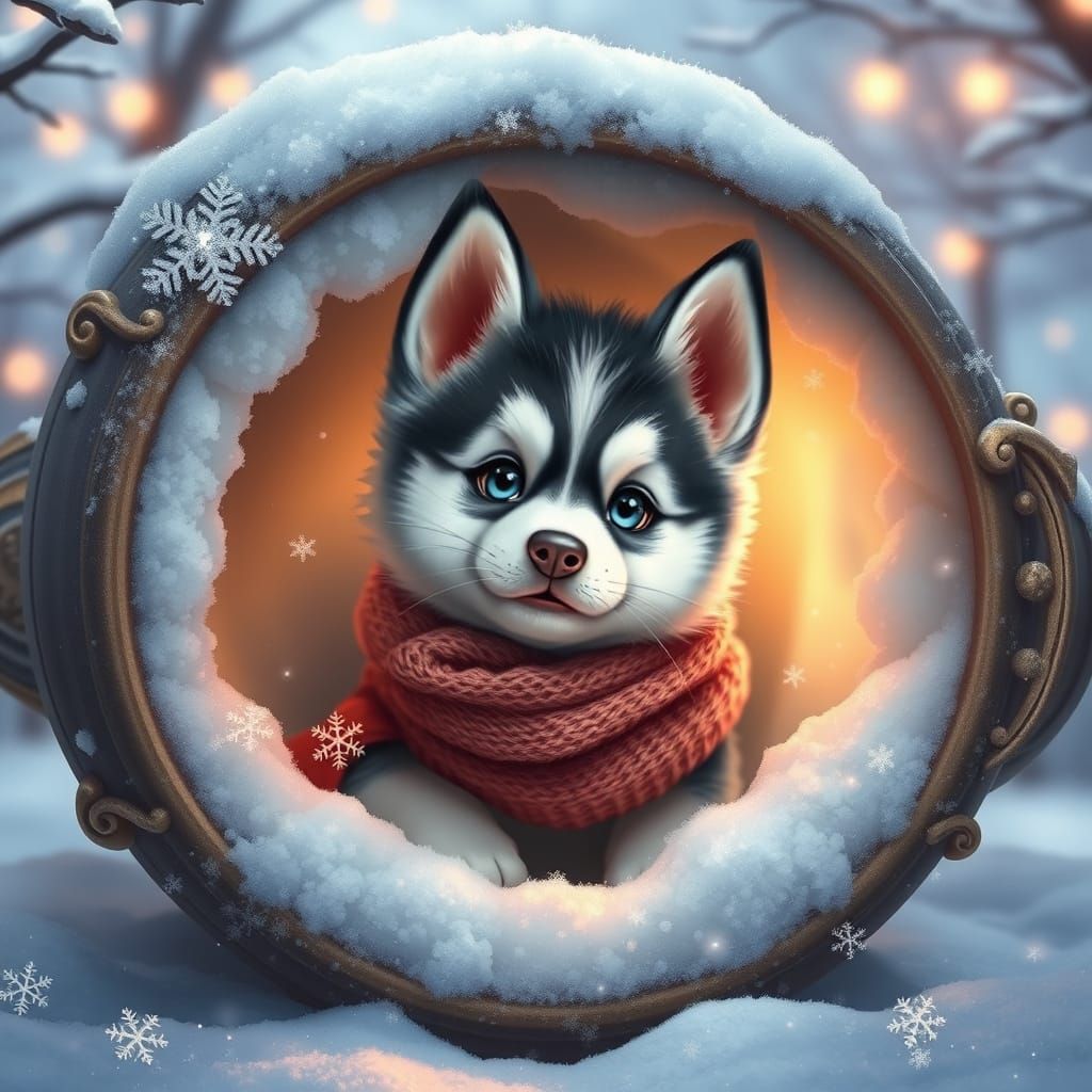Whimsical Winter Husky in Enchanted Snow Cup