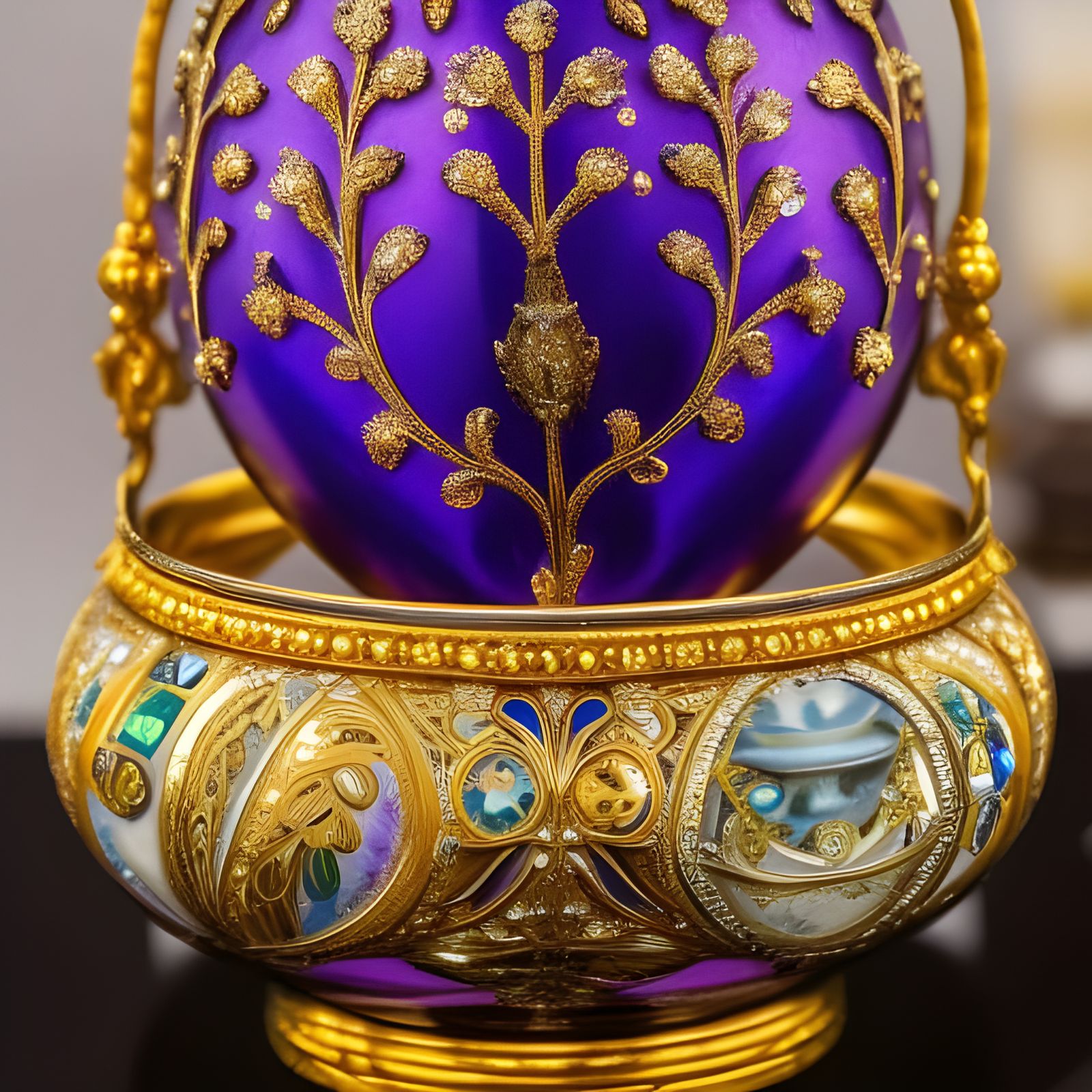 Exquisite Faberge Egg with Gemstones in Steampunk Style