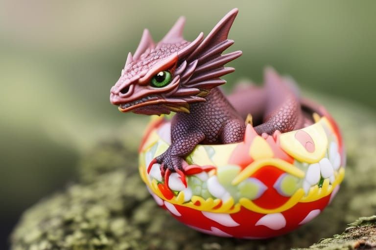 Ruby Dragon Hatchling in Desert Landscape