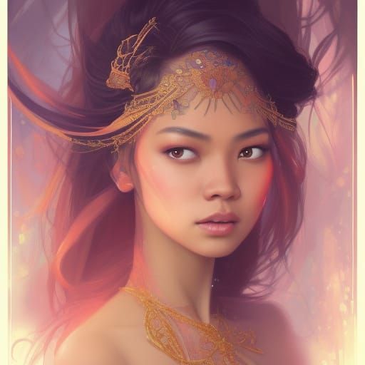 Filipina Princess Portrait in Hyperdetailed Digital Art