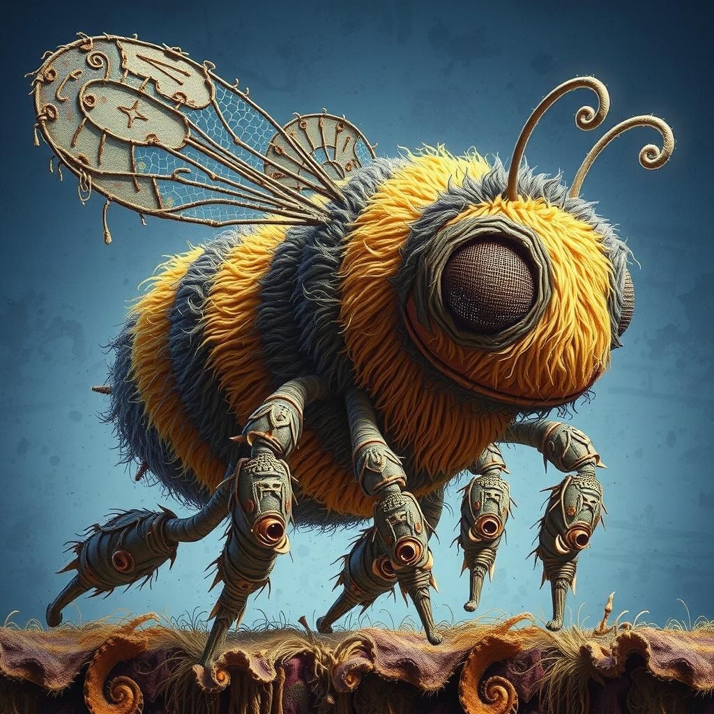 Hand-Embroidered Frog-Cat in 8K Hyperrealism