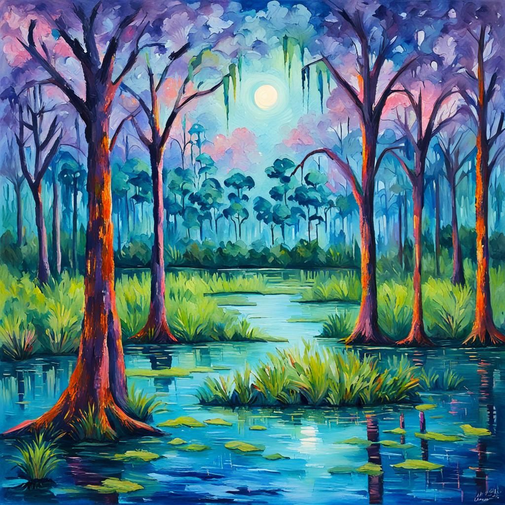 New Orleans Bayou: A Gouache Impressionist Masterpiece