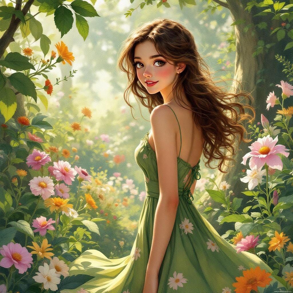 Botanical Garden Beauty in Art Nouveau Style