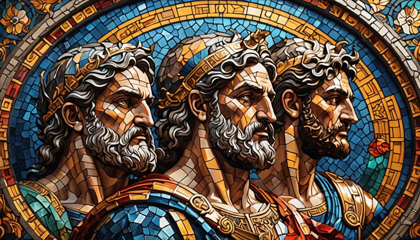Stained Glass Mosaic of Greek Gods
