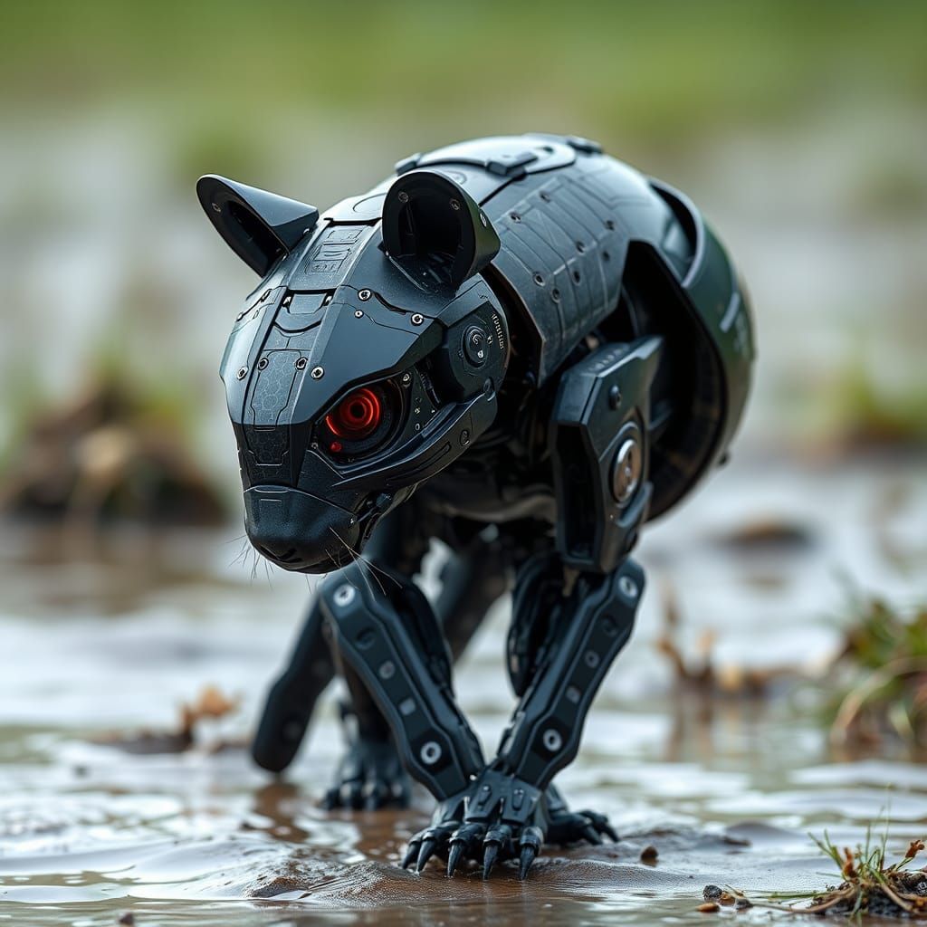 Futuristic Cybernetic Panther in Cyberpunk Style