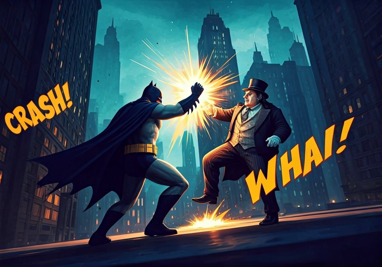 Batman vs Penguin: Retro Gotham City Battle
