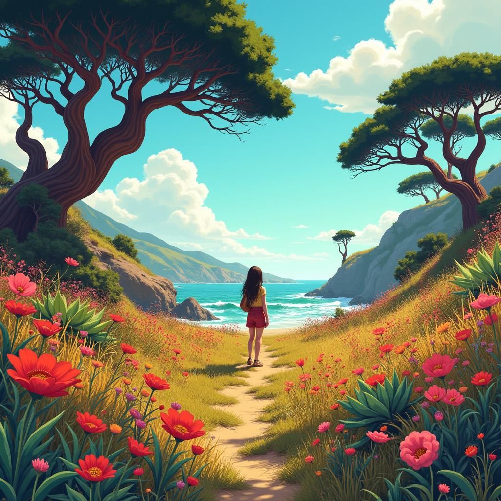 Camille in Pismo Beach: Comic Style Digital Painting