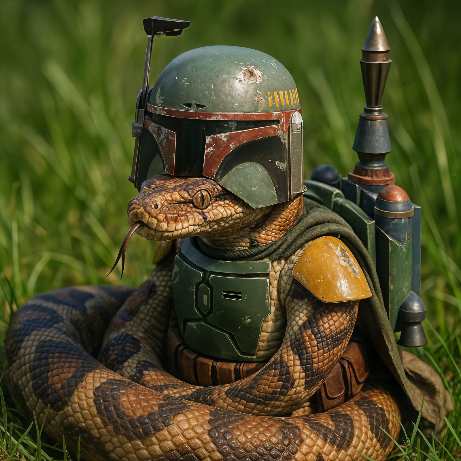 CGI Boa Constrictor Dressed As Boba Fett