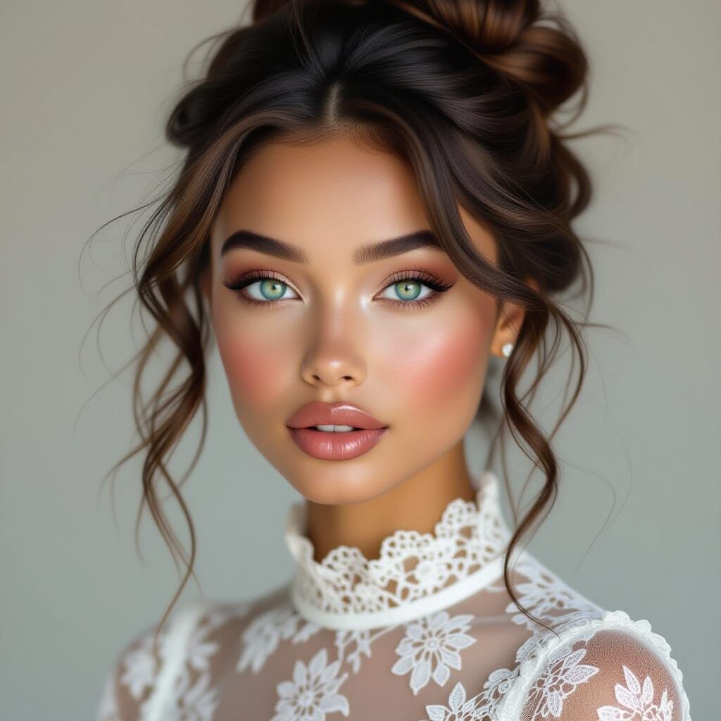 African Woman Portrait with Turquoise Eyes