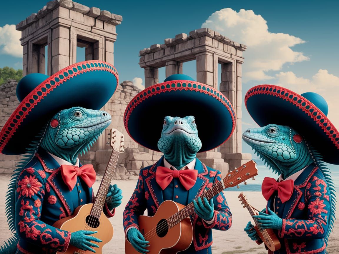 Mariachi Iguanas Perform in Tulum Ruins