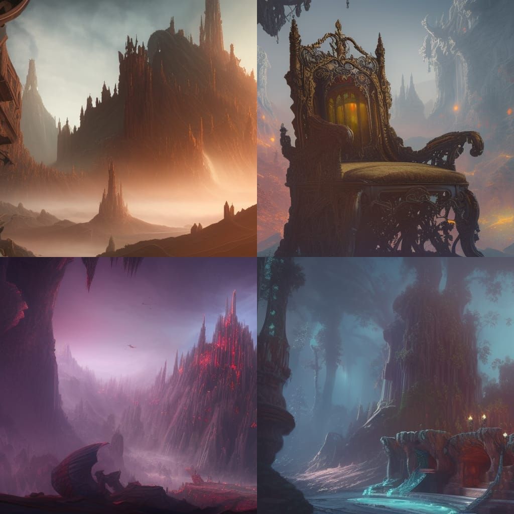 Fantastical Chair Concept Art in Deep Color