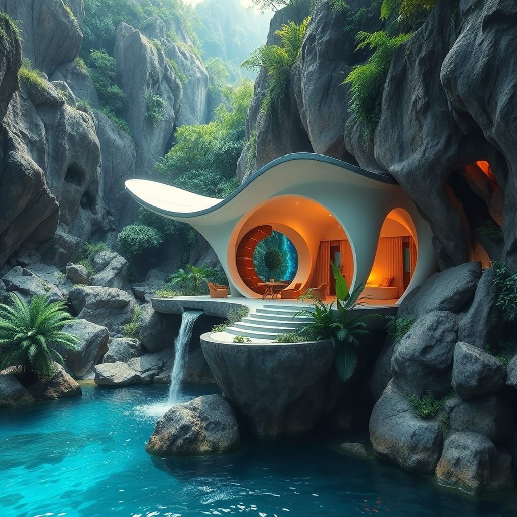 futuristic lagoon house