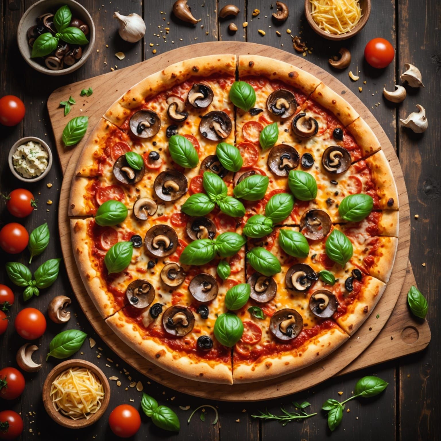 Delicious Pizza with Golden Crust and Toppings