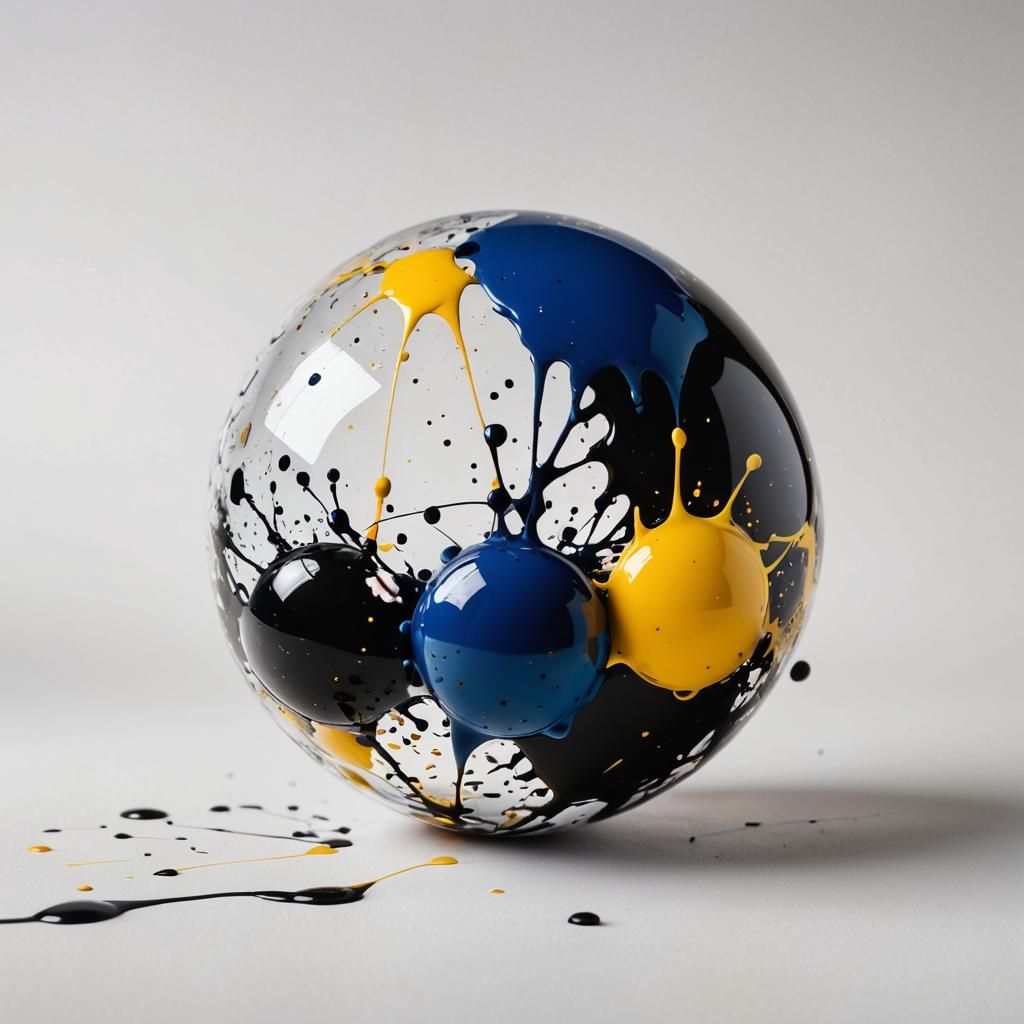 Ink Splatters on Sphere in Abstract Expressionism