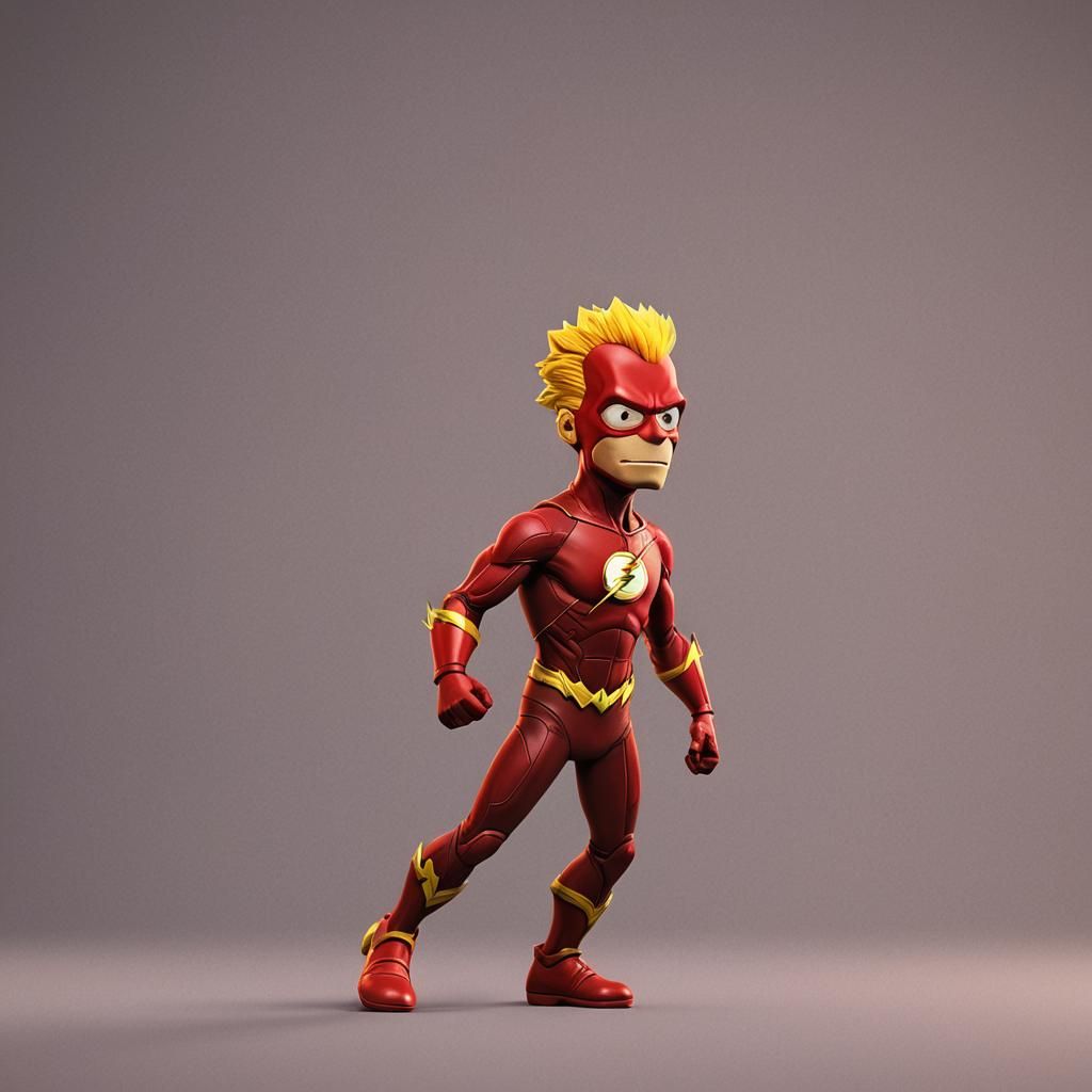 Bart Simpson as The Flash: 3D Digital Art
