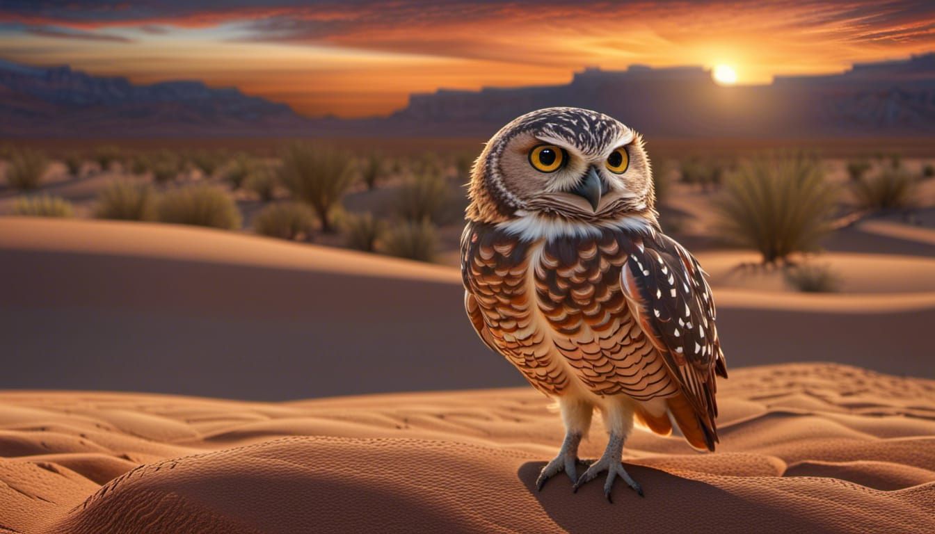 Desert Fauna at Sunset:  Athene cunicularia hypugaea
