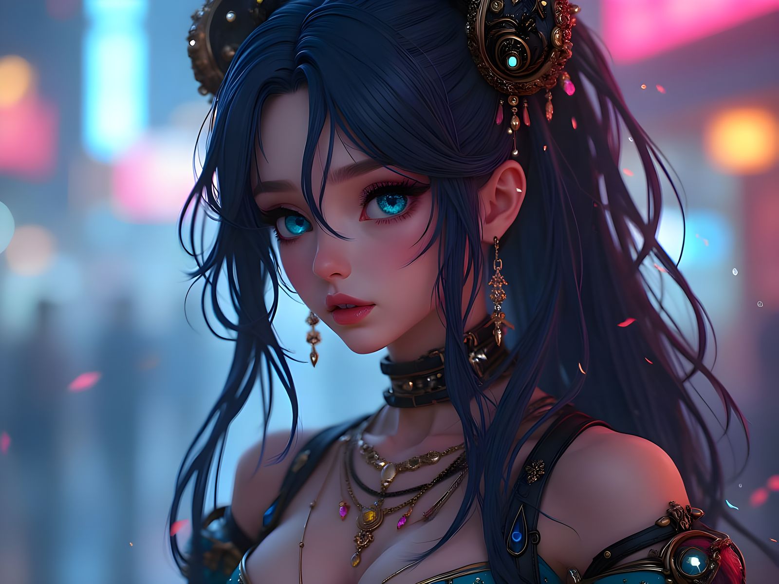 Hyperrealistic Portrait of a Beautiful Woman in 3D Anime Sty...