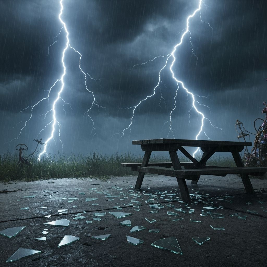 Shattered Glass in Thunderstorm, Fantasy Concept Art