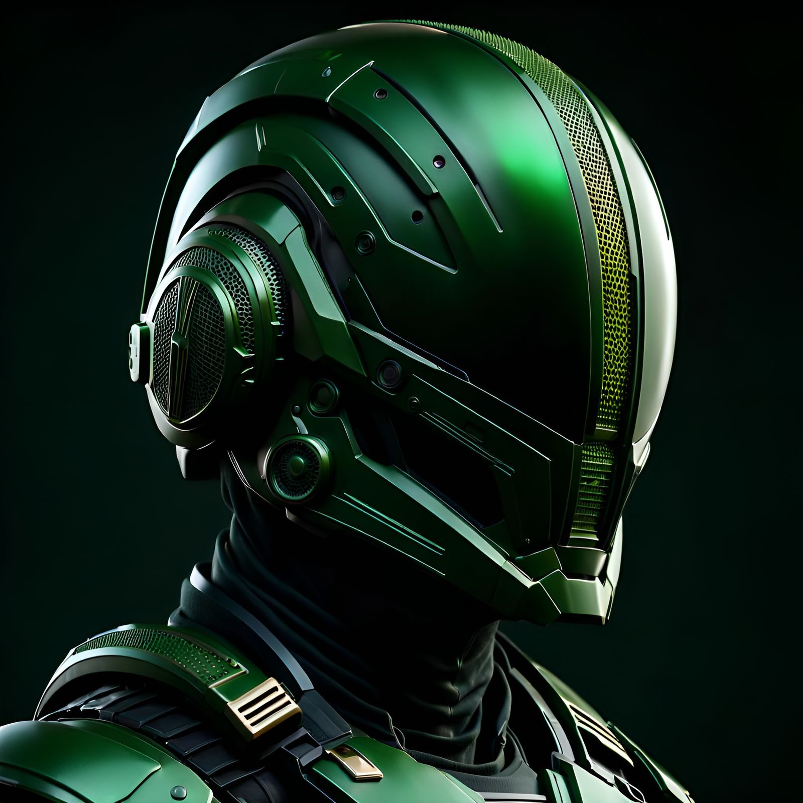 Futuristic Soldier Helmet with Intricate Design in Hyperreal...