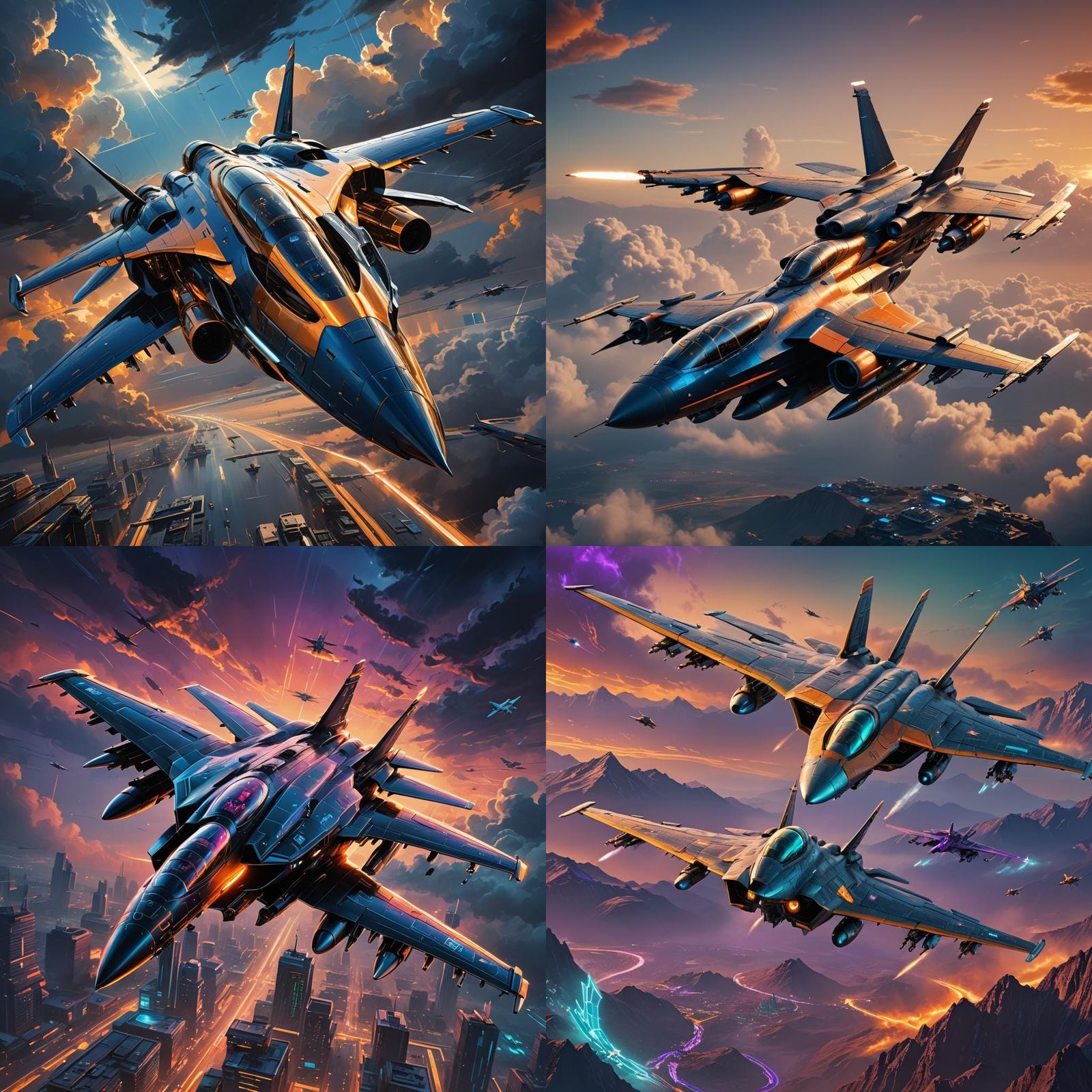 Futuristic Military Aircraft in Detailed Matte Painting