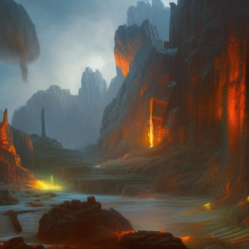 Fantastical Smelting Forge in Detailed Matte Painting