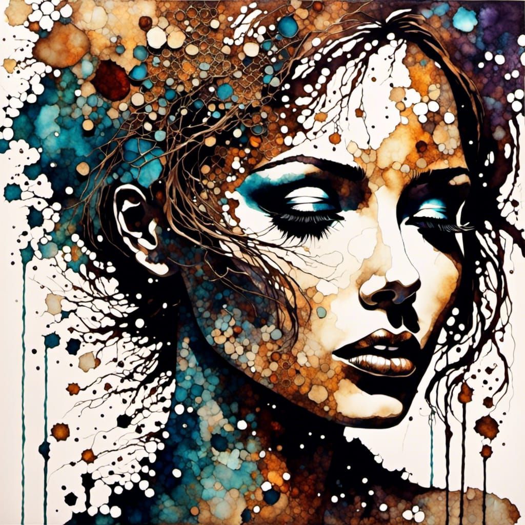 Surreal Woman Silhouette in Binary Code Illustration