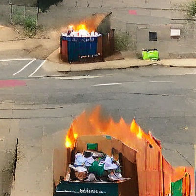 Intense Flames Engulfing a Dumpster