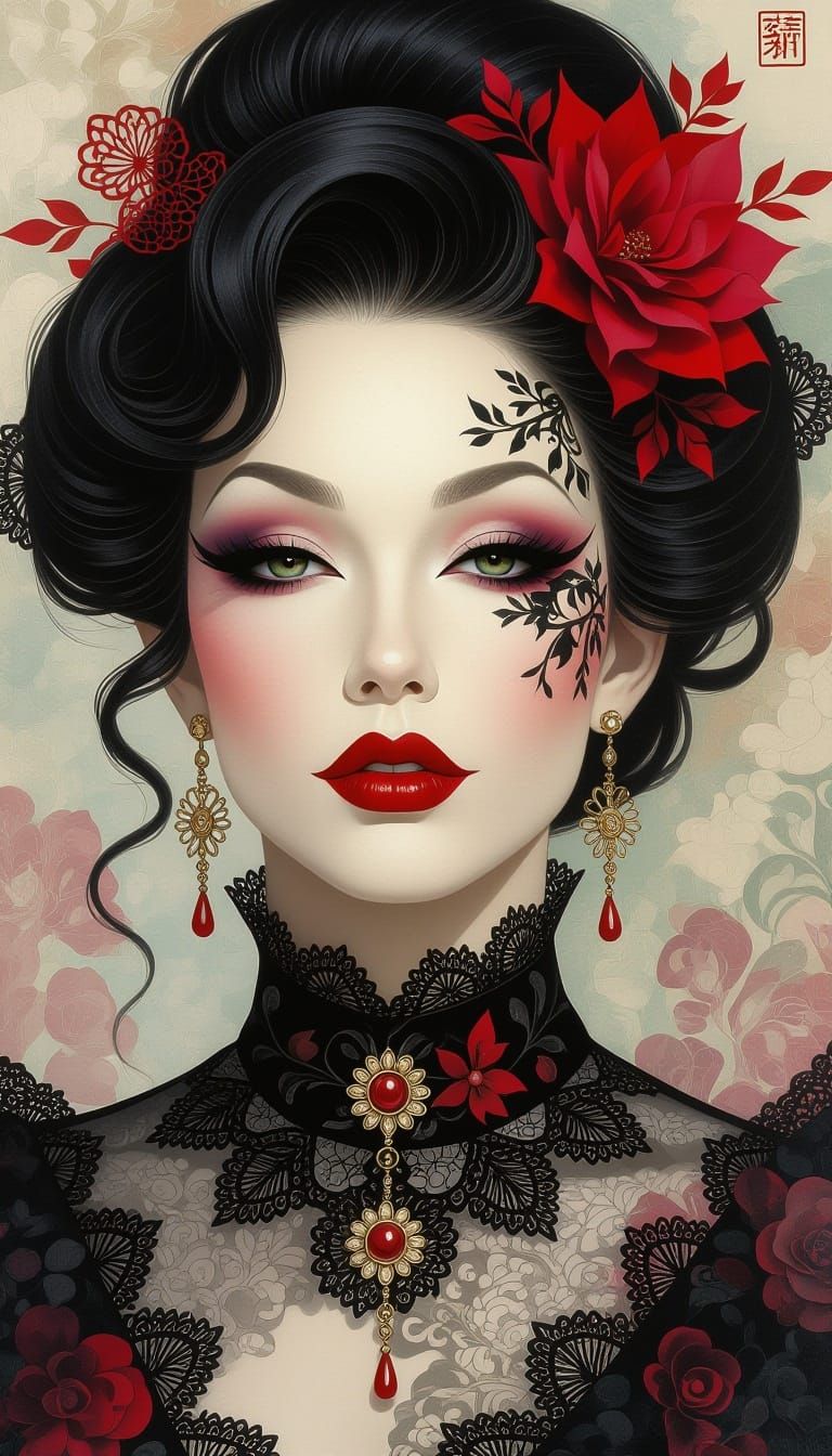 Abstract Drag Queen Portrait with Lace Details