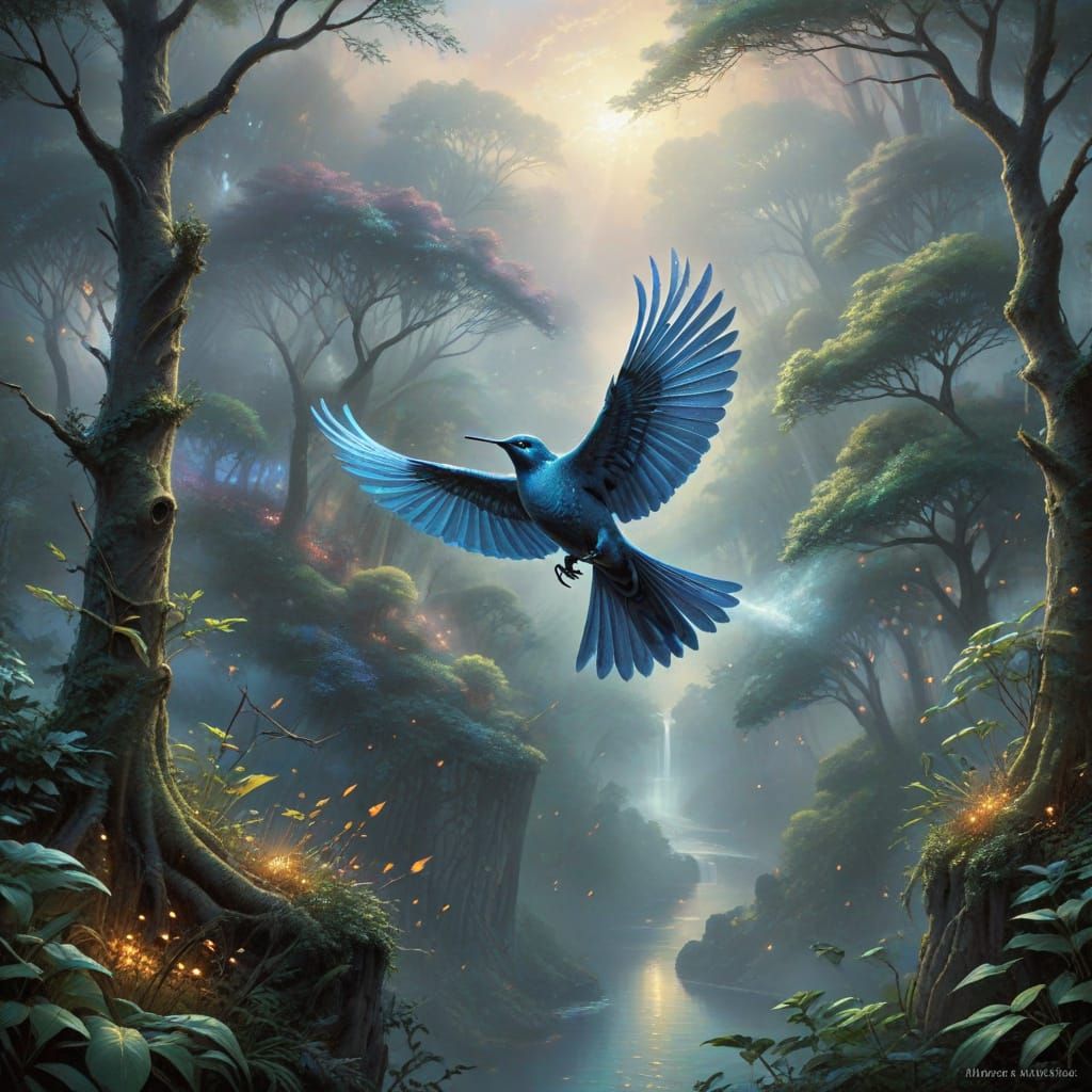 Mockingjay in Flight: Ethereal Fantasy Art