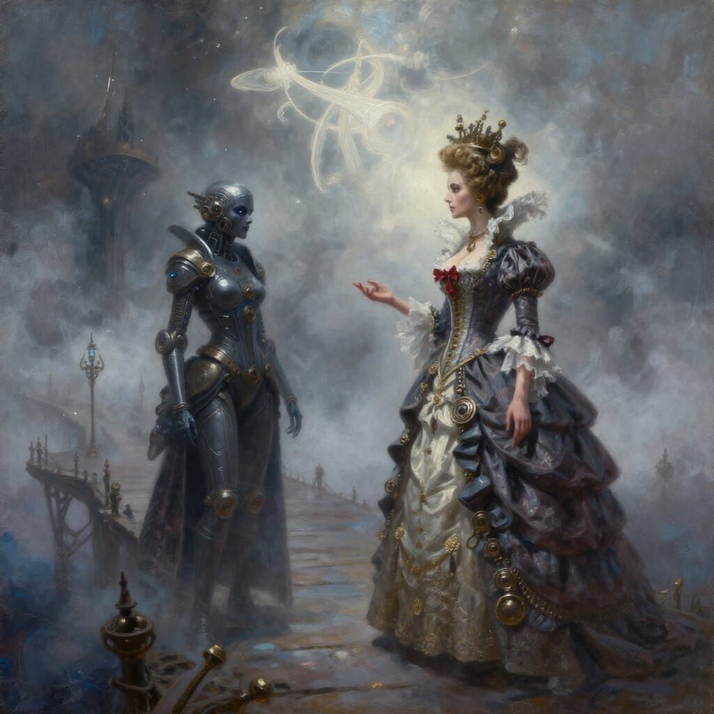 Steampunk French Queen Meets Cyberpunk Spanish Queen on Cosm...
