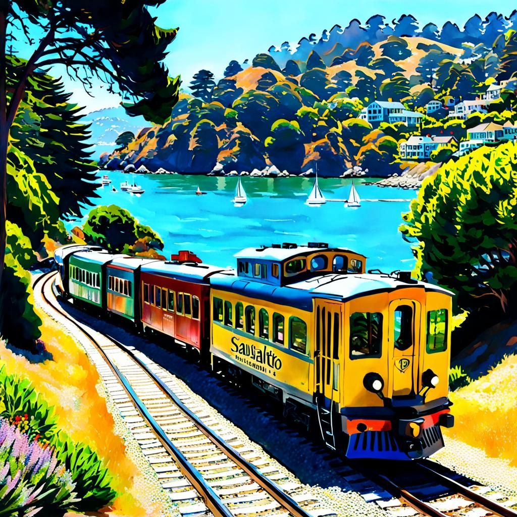 Charming Train Journey to Sausalito in Summer